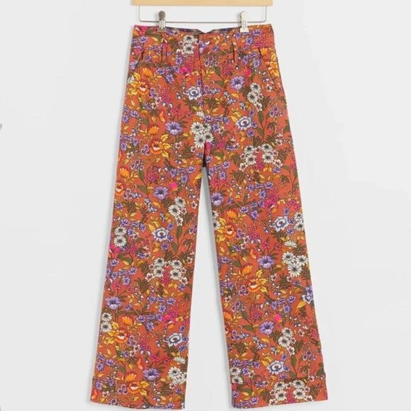 Maeve by Anthropologie Floral Wide Leg Pants Women’s 12 High Rise Retro - Picture 2 of 11